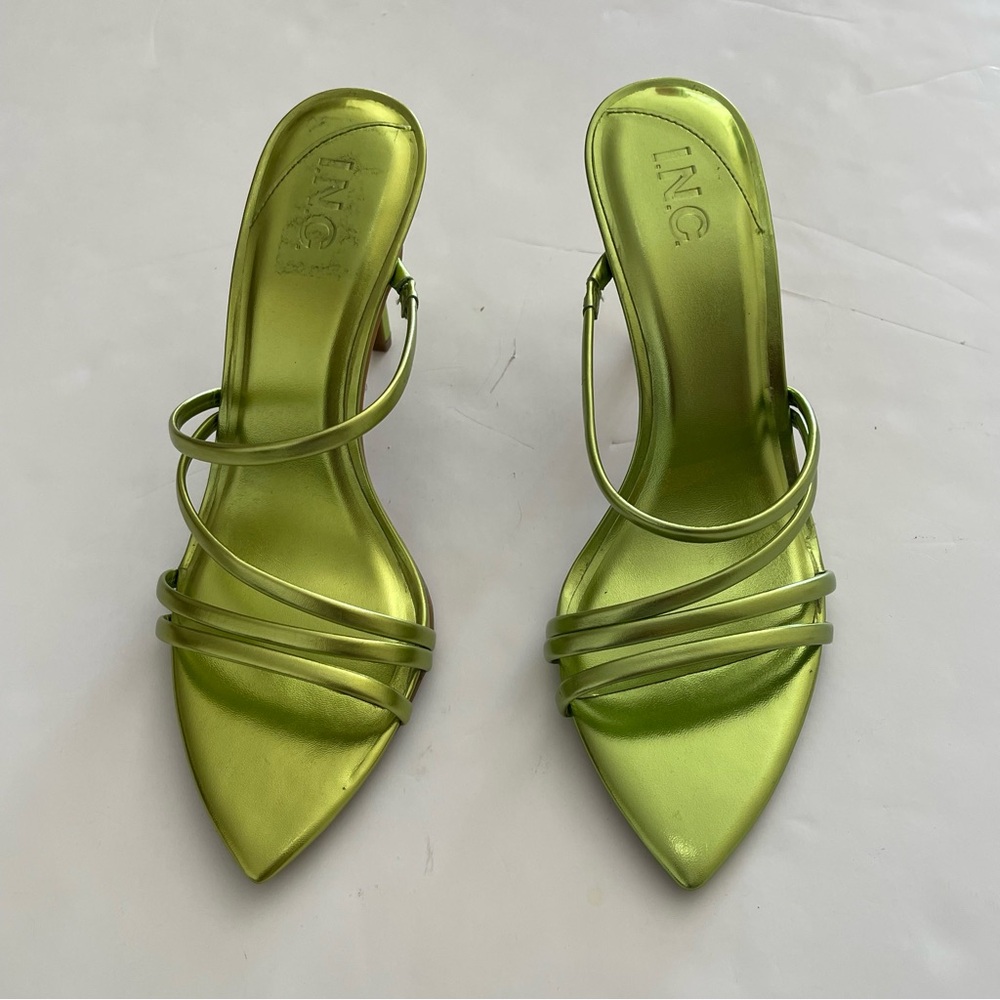 Stylish Lime Green Strappy Open-toe Kitten Heels Sandals